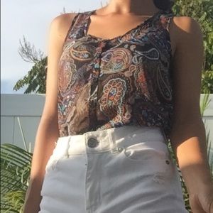 Paisley Button Down Sheer Blouse